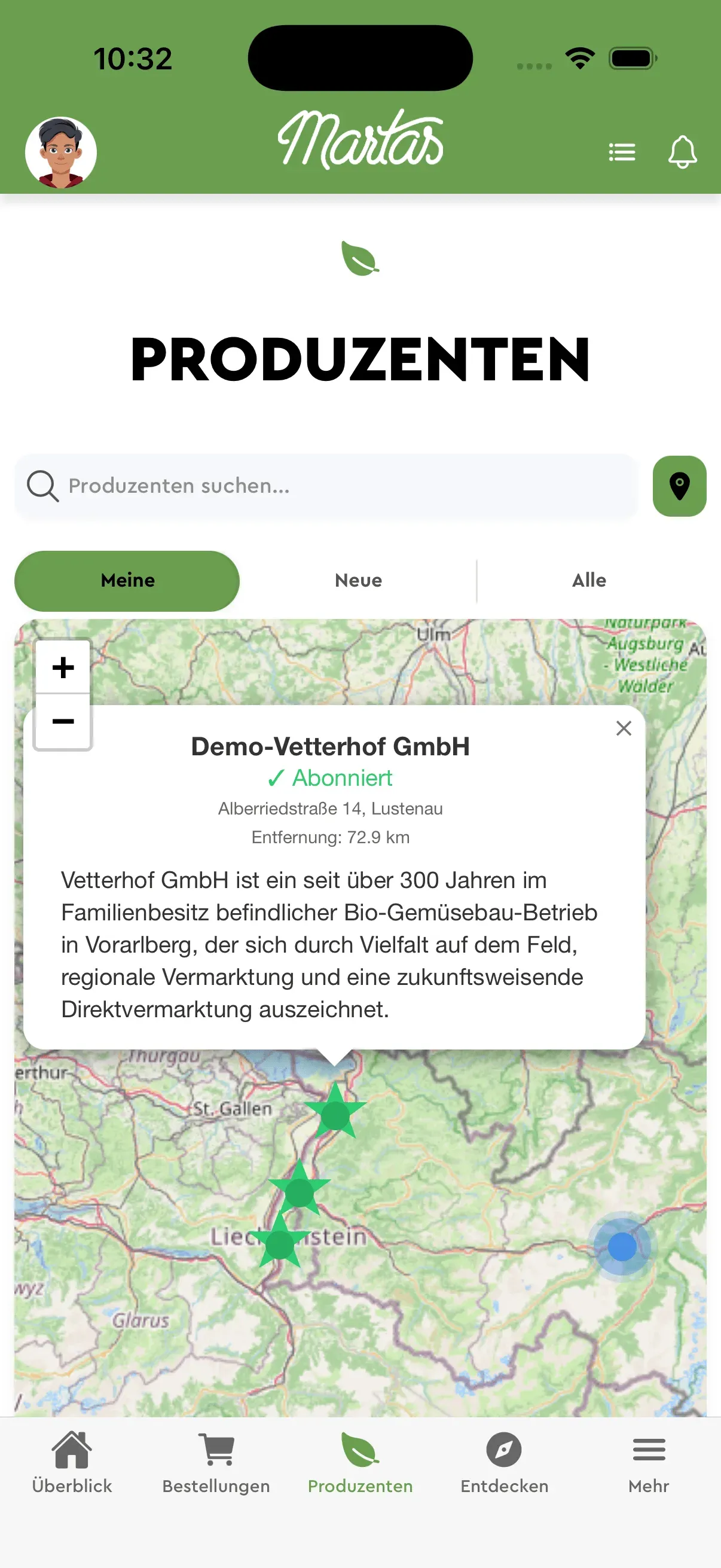 Produzenten auf der Karte