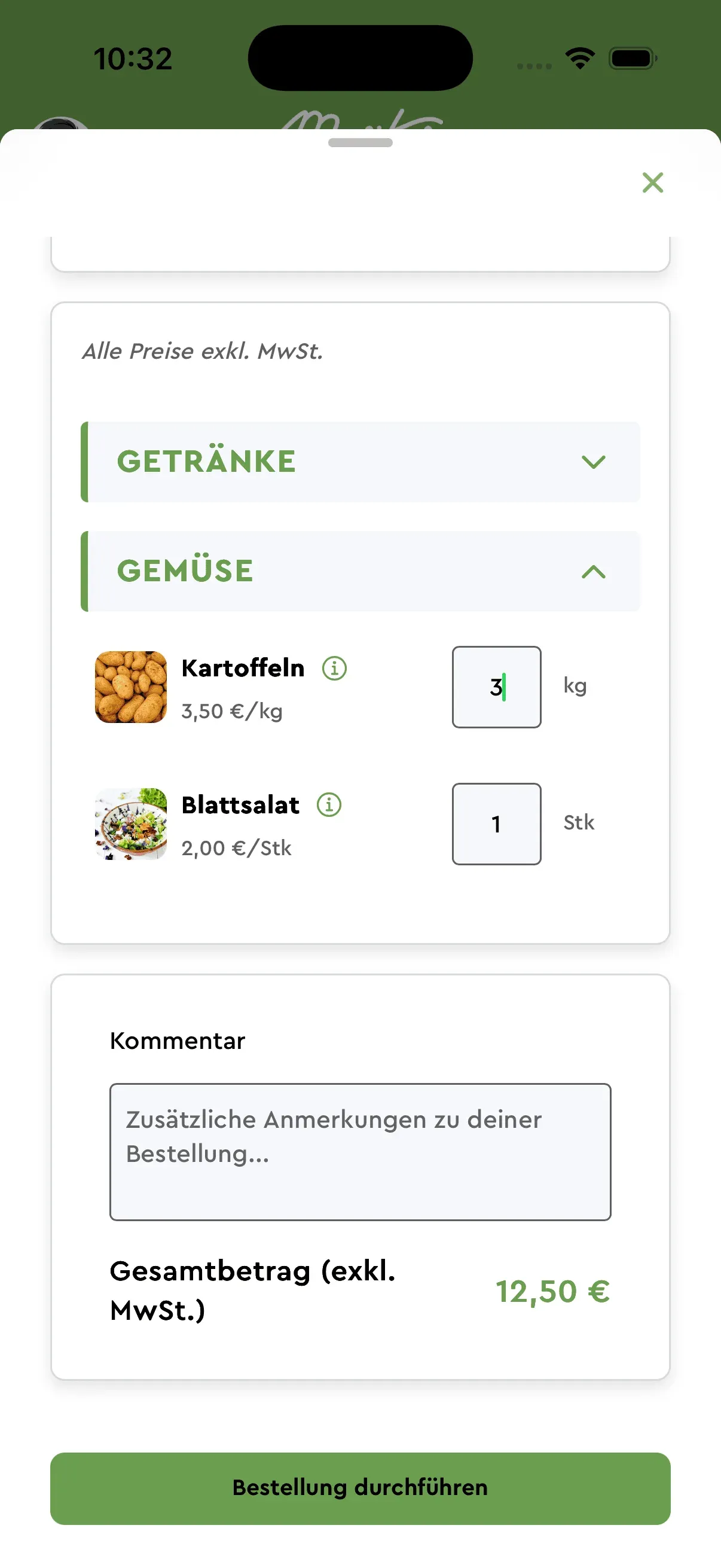Bestellung bearbeiten