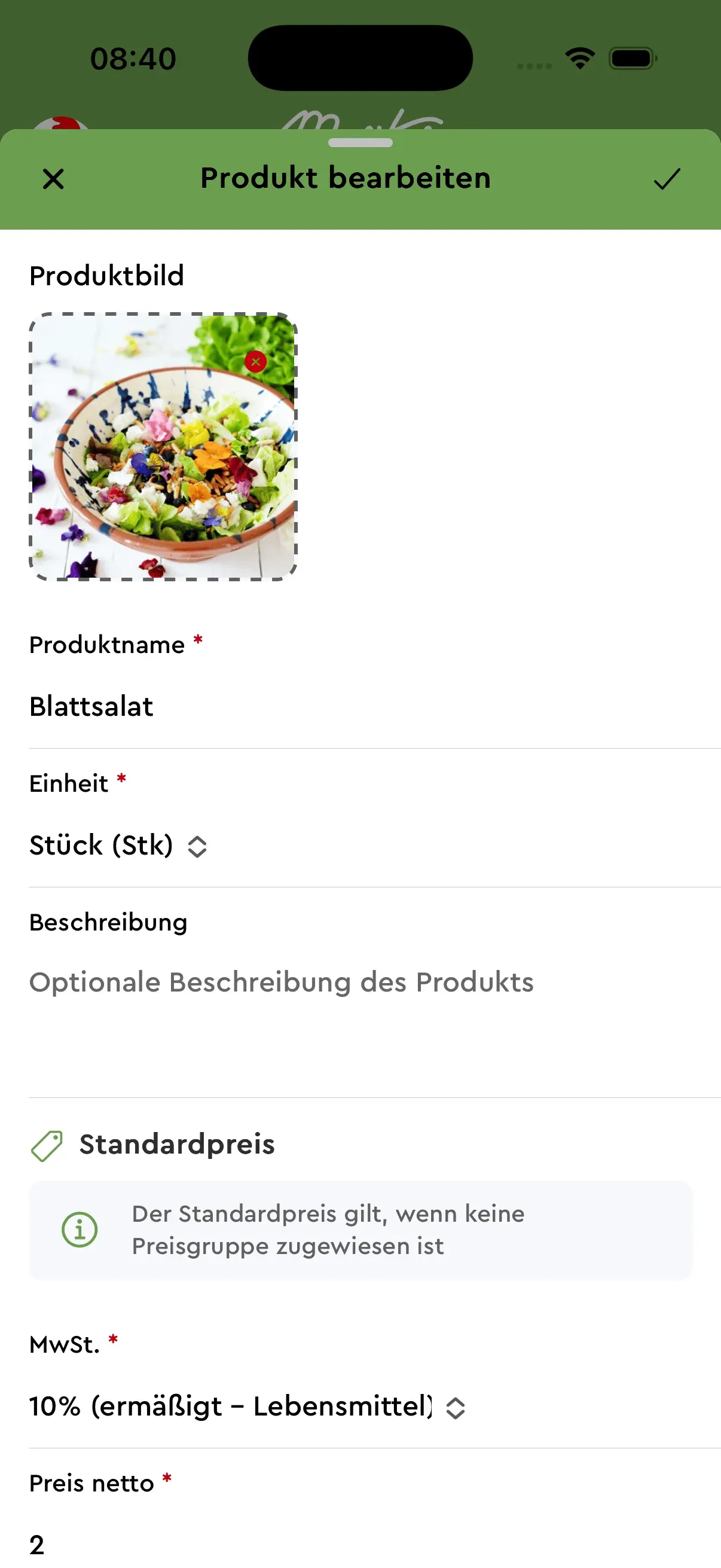 Produkt bearbeiten